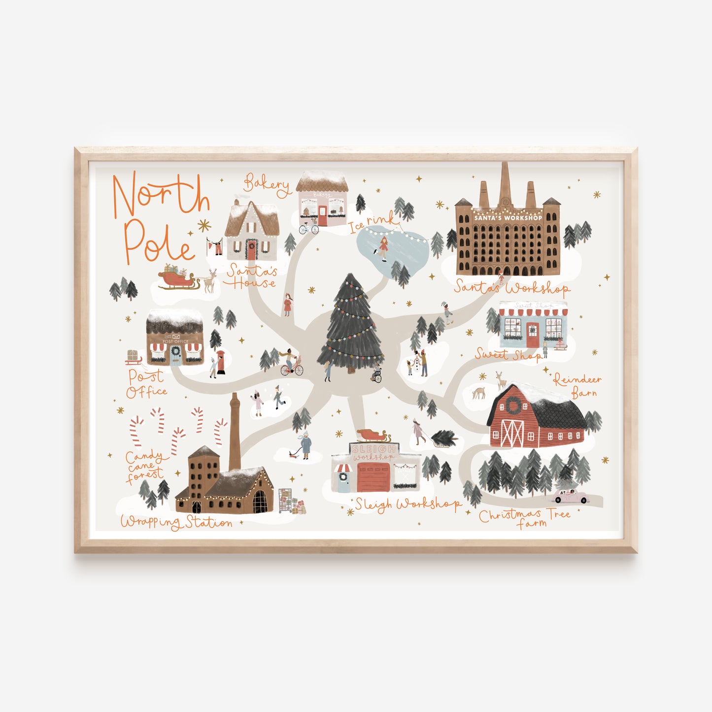 North Pole Map Print A4/A3