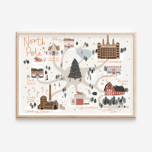 FIVER FRIDAY North Pole Map Print A4/A3