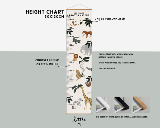 Safari Animals Height Chart - can be personalised