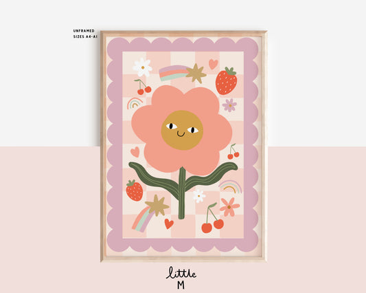 Bold Flower Checkerboard Print