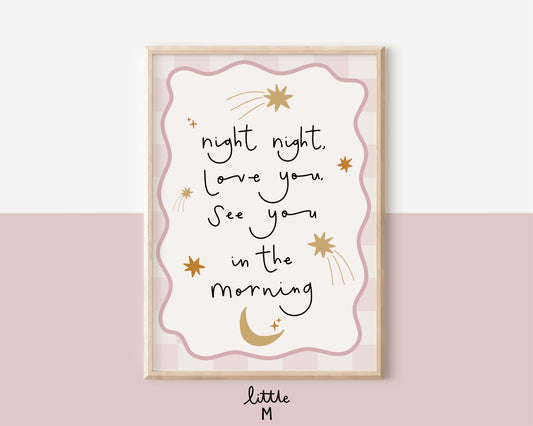 Night Night Print in Pink 8x10"/A4 Sample Sale