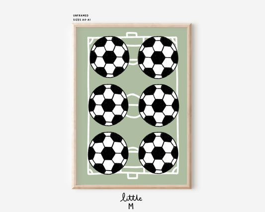 6 football Print - choose your own coloured background