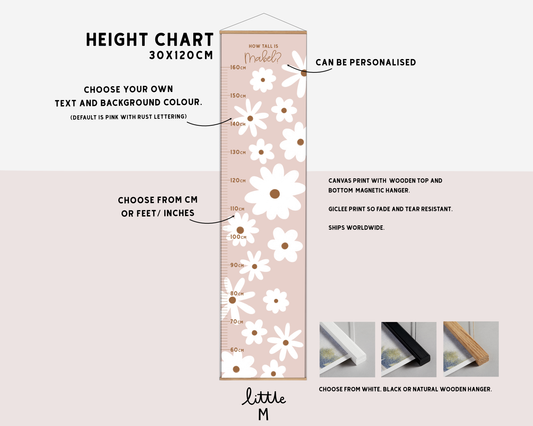Daisy Height Chart pink - can be personalised, more colours available