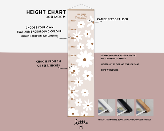 Daisy Height Chart beige - can be personalised, more colours available