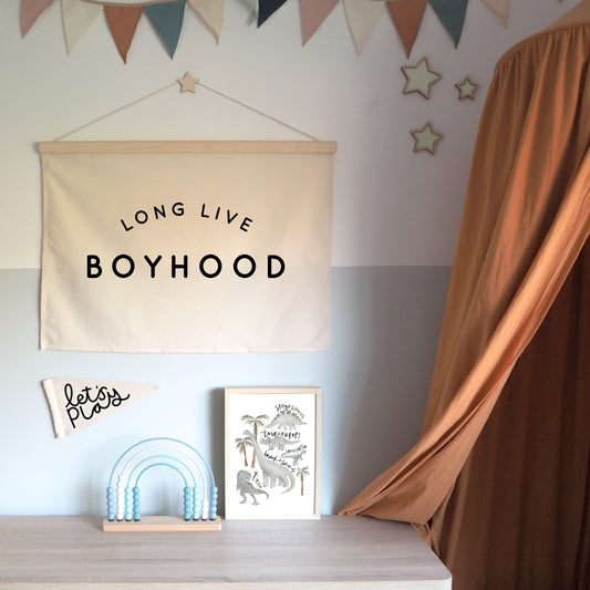 Long Live Boyhood Wall Hanging 50x70cm - more lettering colours available.