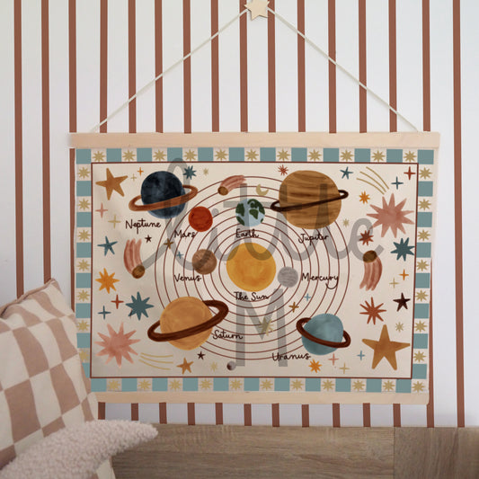 Landscape Solar System Wall Hanging 50x70cm - blue border
