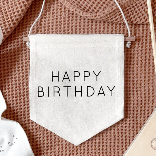Personalised Happy Birthday Hanging Banner 19x22cm more fonts available