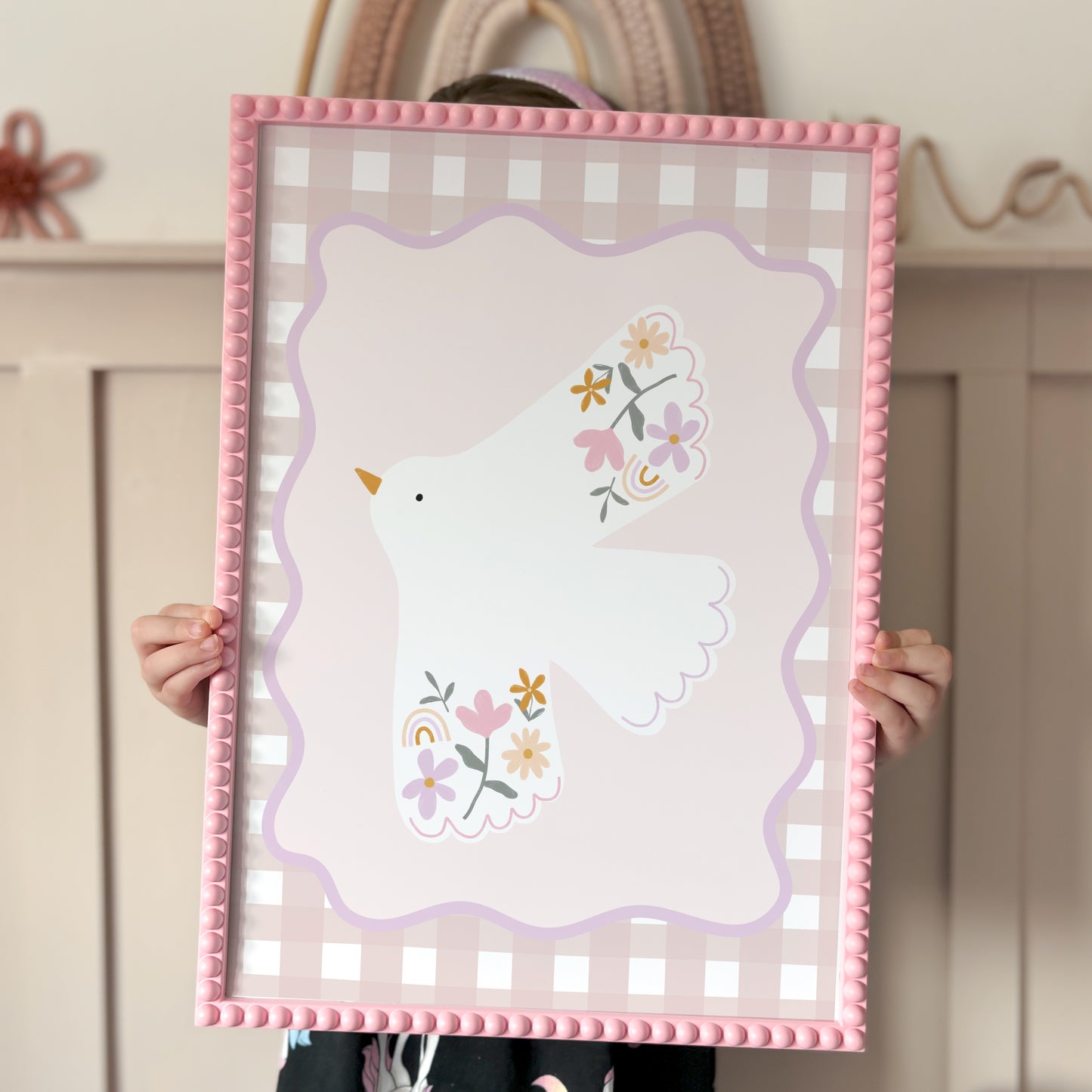 Floral Bird Gingham Print