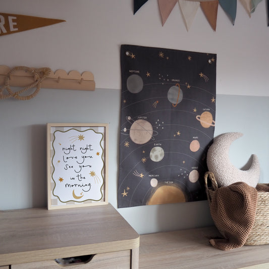 Solar System Fabric Wall Hanging 48x66cm now with eyelet option
