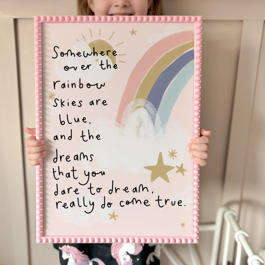 Somewhere Over The Rainbow Print. More background colours available.