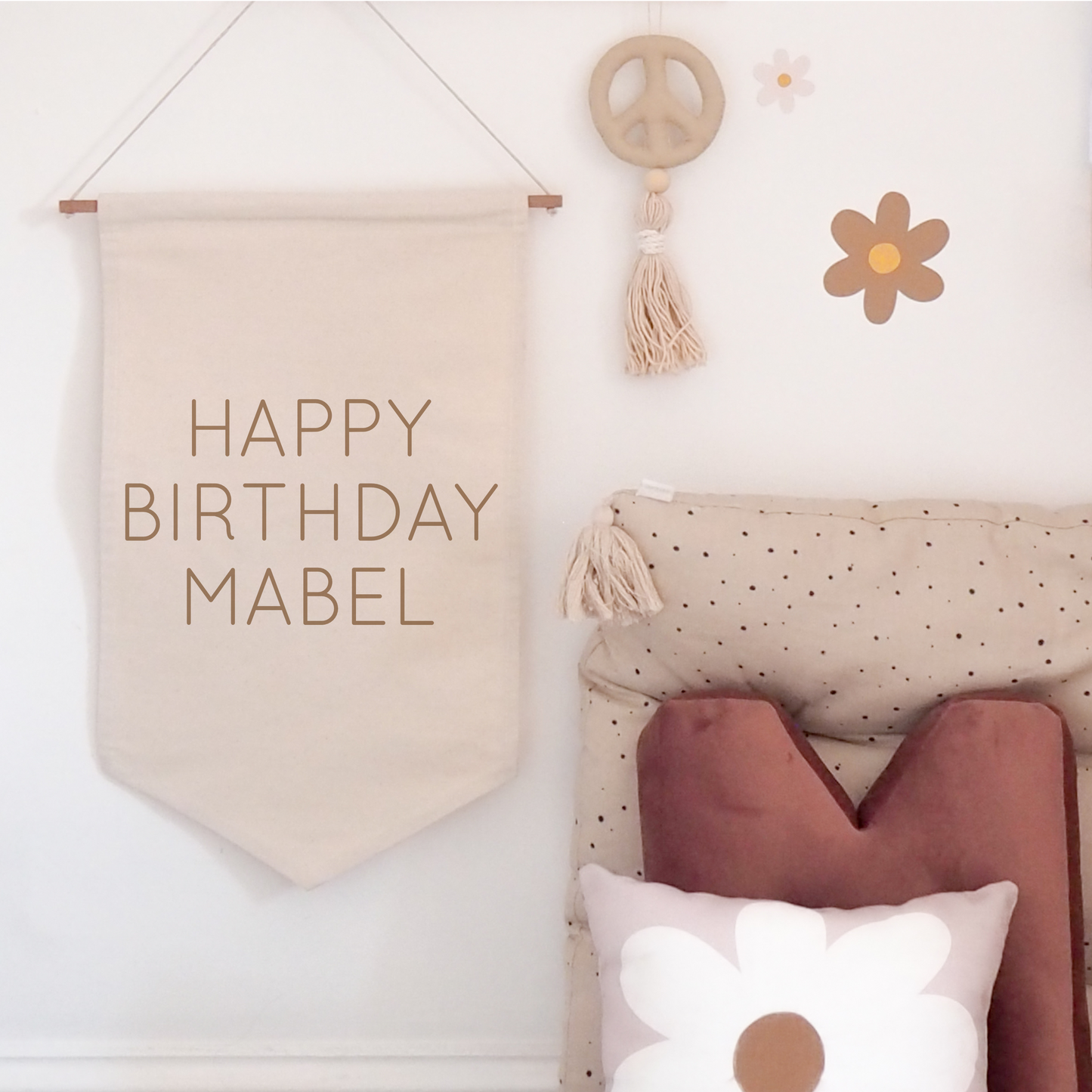 Personalised Happy Birthday Hanging Banner 30x50cm more fonts available