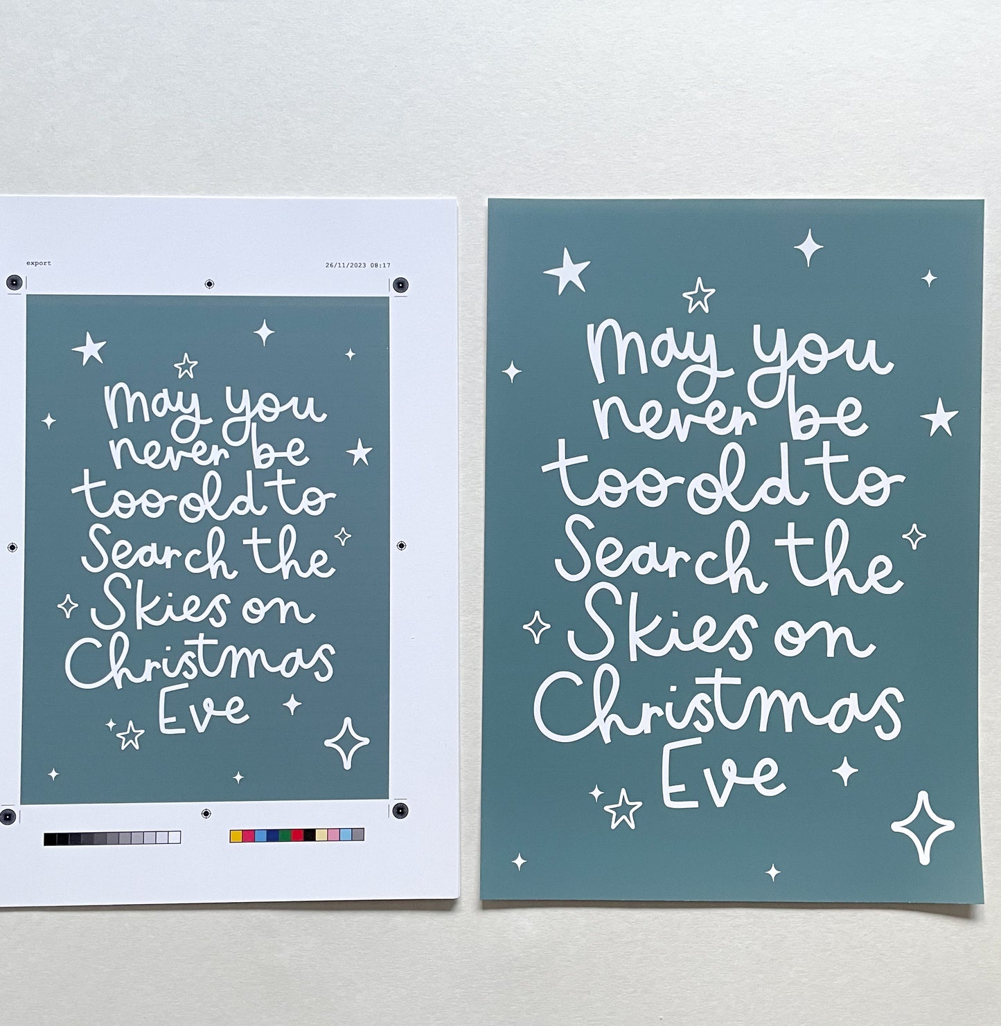 Christmas eve quote print Sample Sale - A5, A4 teal