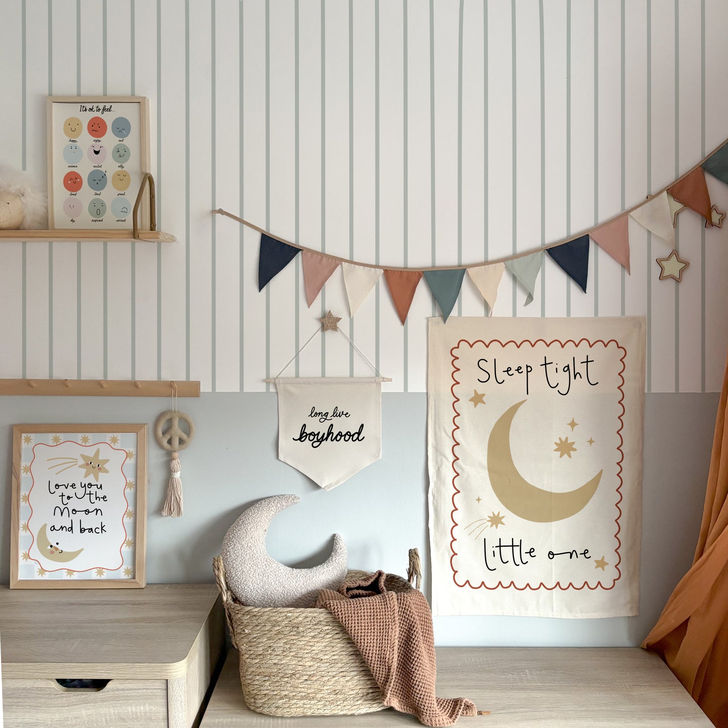 Sleep Tight Banner Brick Red Border 50x70cm - choose your own lettering colour