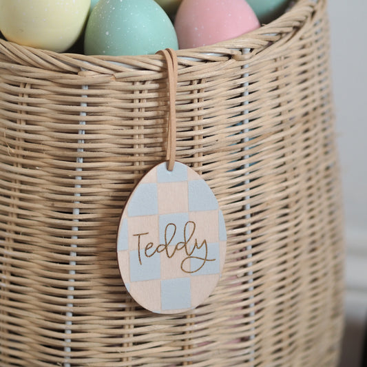 Personalised Easter Basket Tag Checkerboard