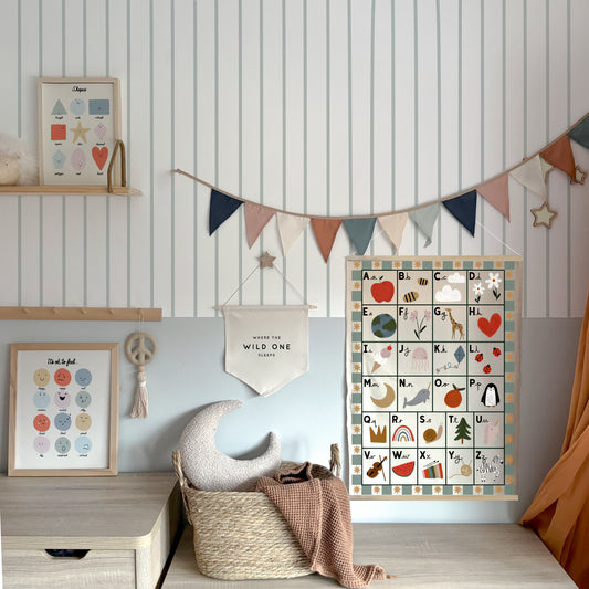 Alphabet Wall Hanging 50x70cm - sage border