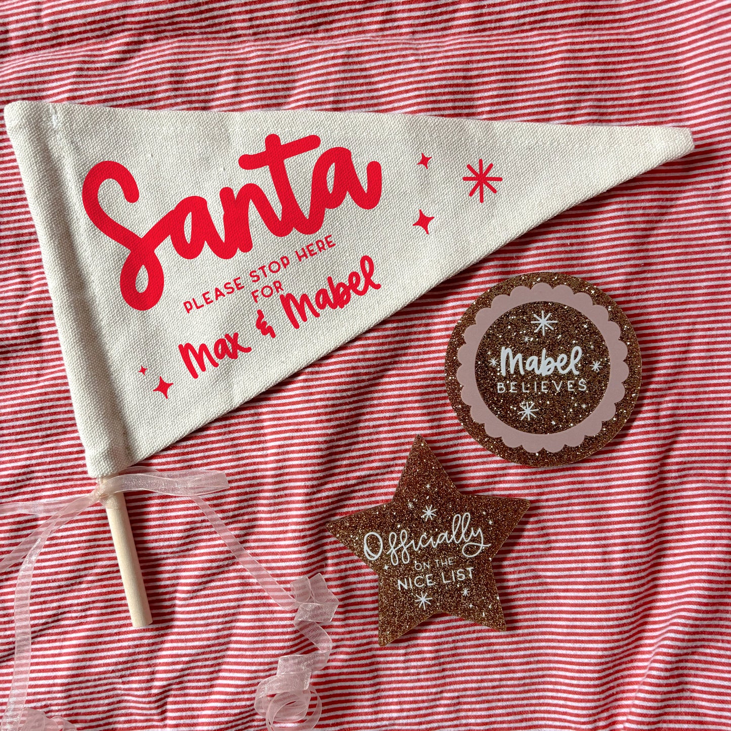 Santa Stop Here Pennant Flag