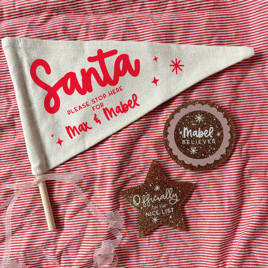 Santa Stop Here Pennant Flag