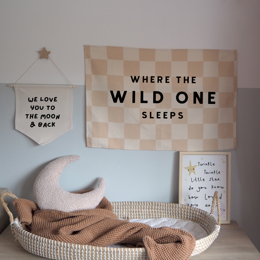 Where The Wild One Sleeps Checkerboard Wall Hanging 68x46cm