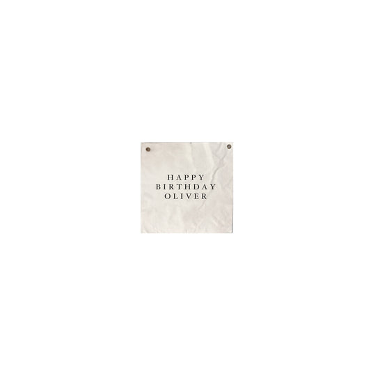 Happy Birthday 50x50cm raw edge wall hanging - can add a name
