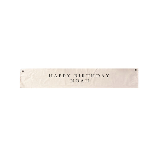 Happy Birthday 25x150cm raw edge wall hanging - can add a name