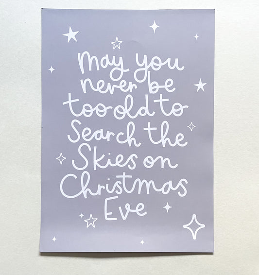 Christmas eve quote print Sample Sale - A3 grey