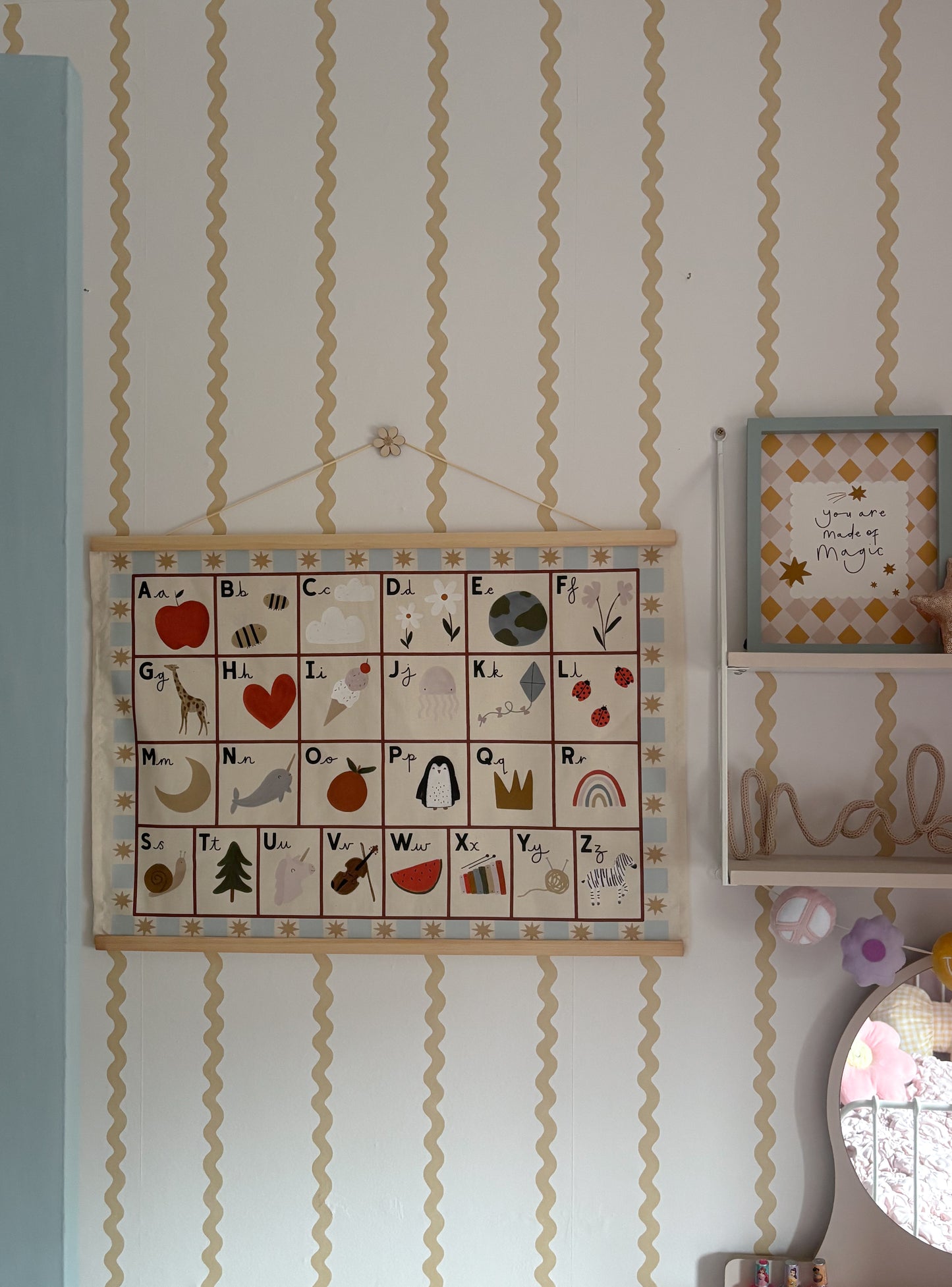 Landscape Alphabet Wall Hanging 50x70cm - blue border