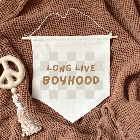 Long live boyhood checkerboard 24x24cm hanging banner Birthday Sale