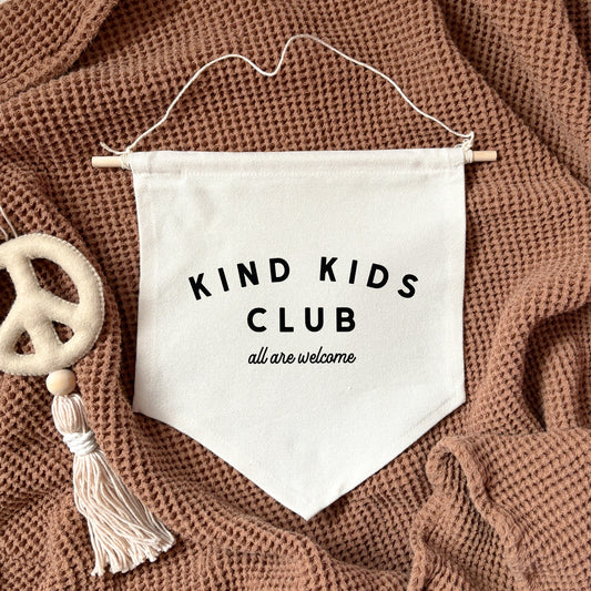 Kind kids club black 24x24cm hanging banner Birthday Sale