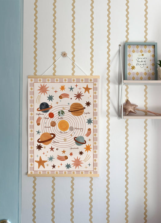 Portrait Solar System Wall Hanging 50x70cm - pink border