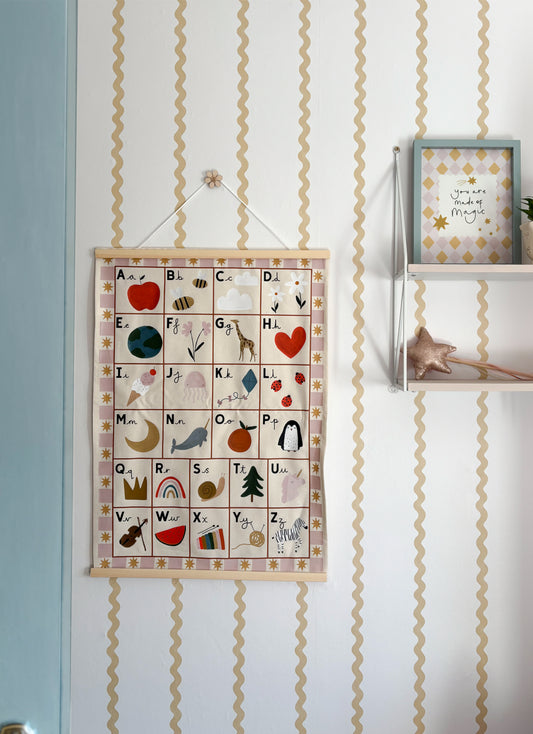 Alphabet Wall Hanging 50x70cm - pink border