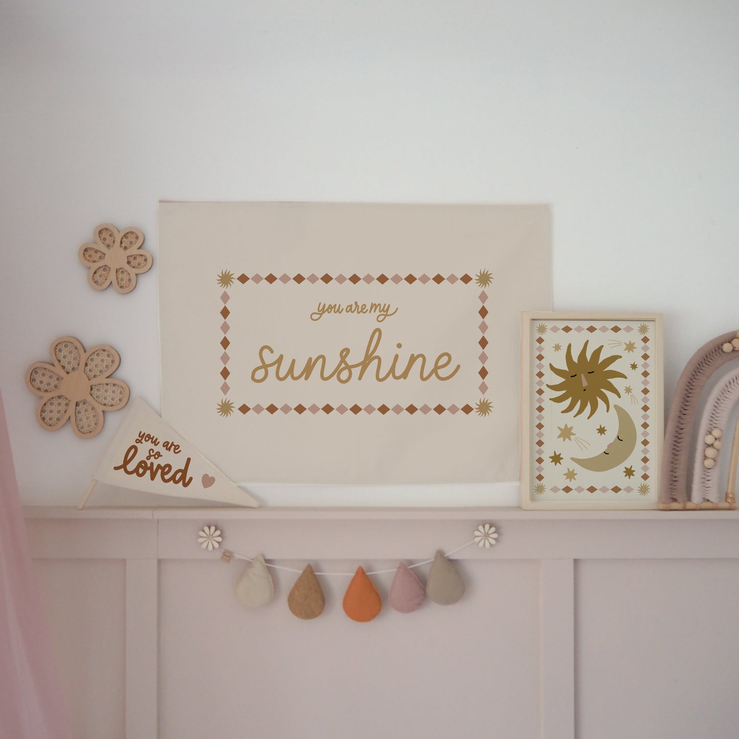 You Are My Sunshine Banner Diamond Border 50x70cm - choose your own lettering colour