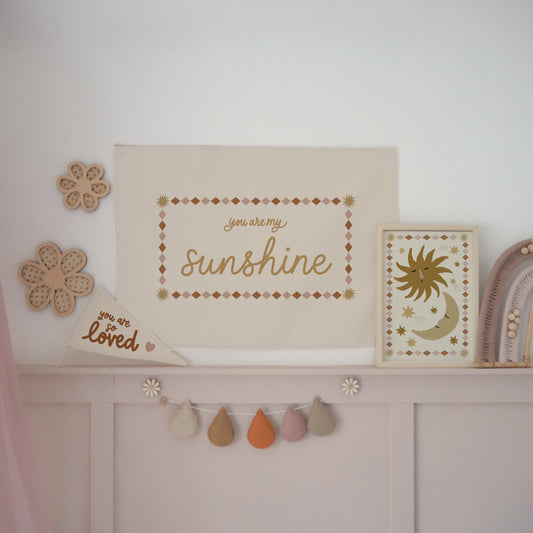 You Are My Sunshine Banner Diamond Border 50x70cm - choose your own lettering colour