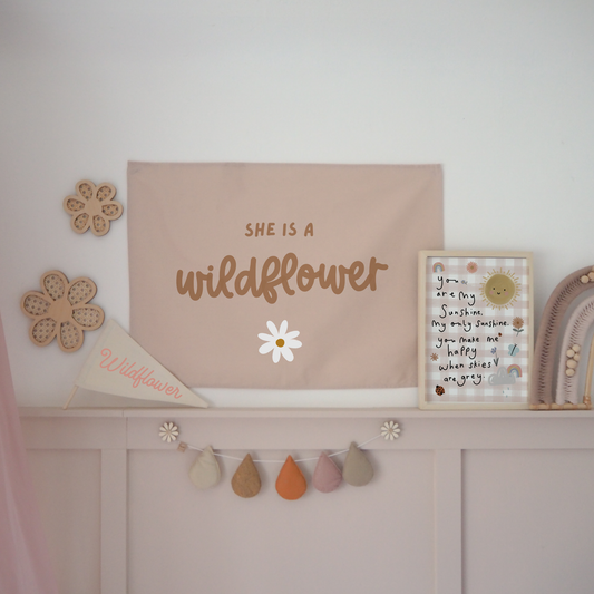 She Is A Wildflower Blush Wall Hanging 68x46cm