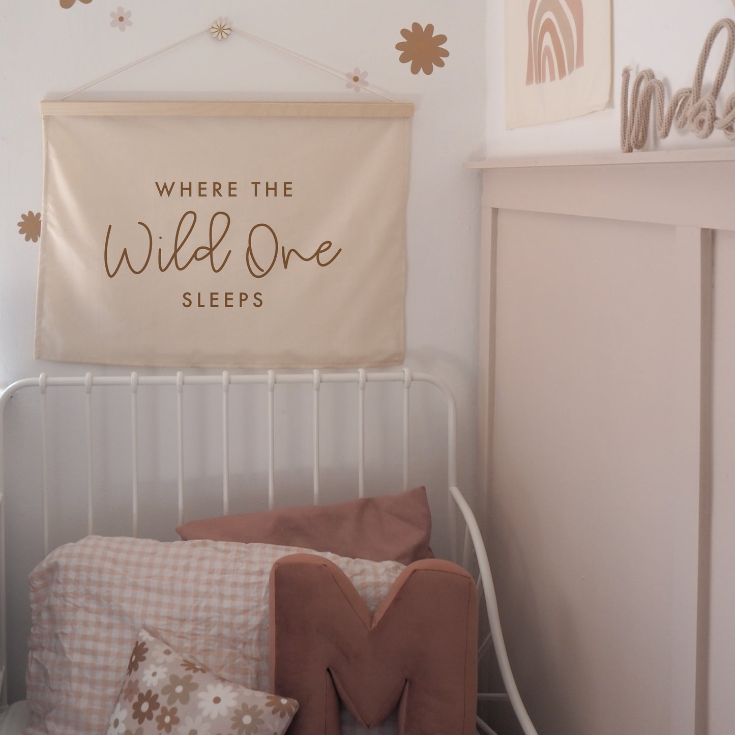 Where The Wild One Sleeps Handlettered version Wall Hanging 50x70cm - more colours available