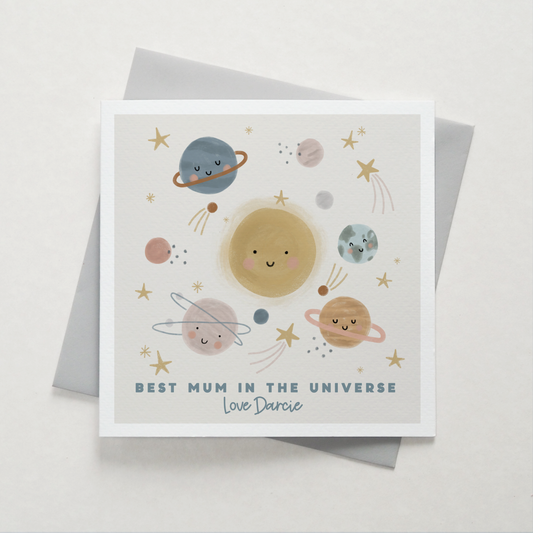 Best Mum In The Universe Card - Can be personalised