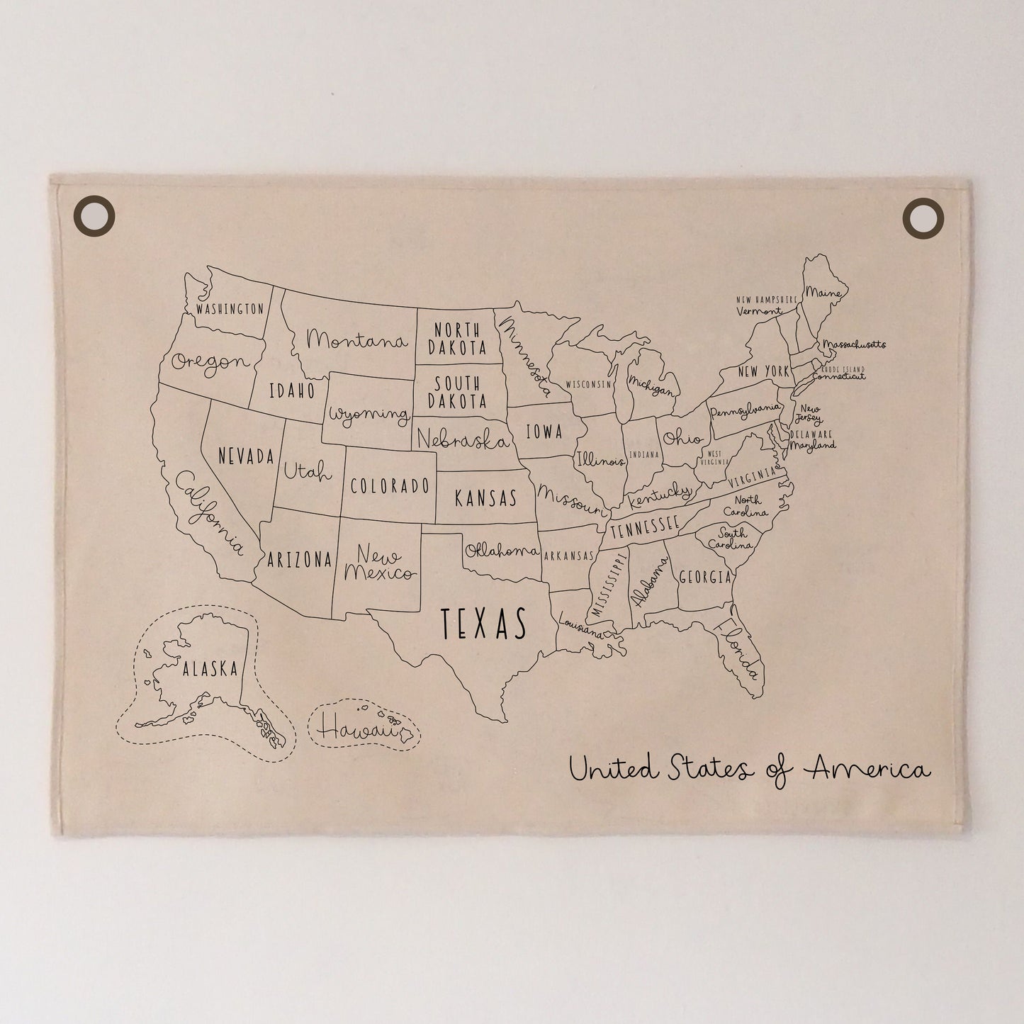 LARGE USA MAP WALL HANGING 96X66CM -  now available with eyelet option