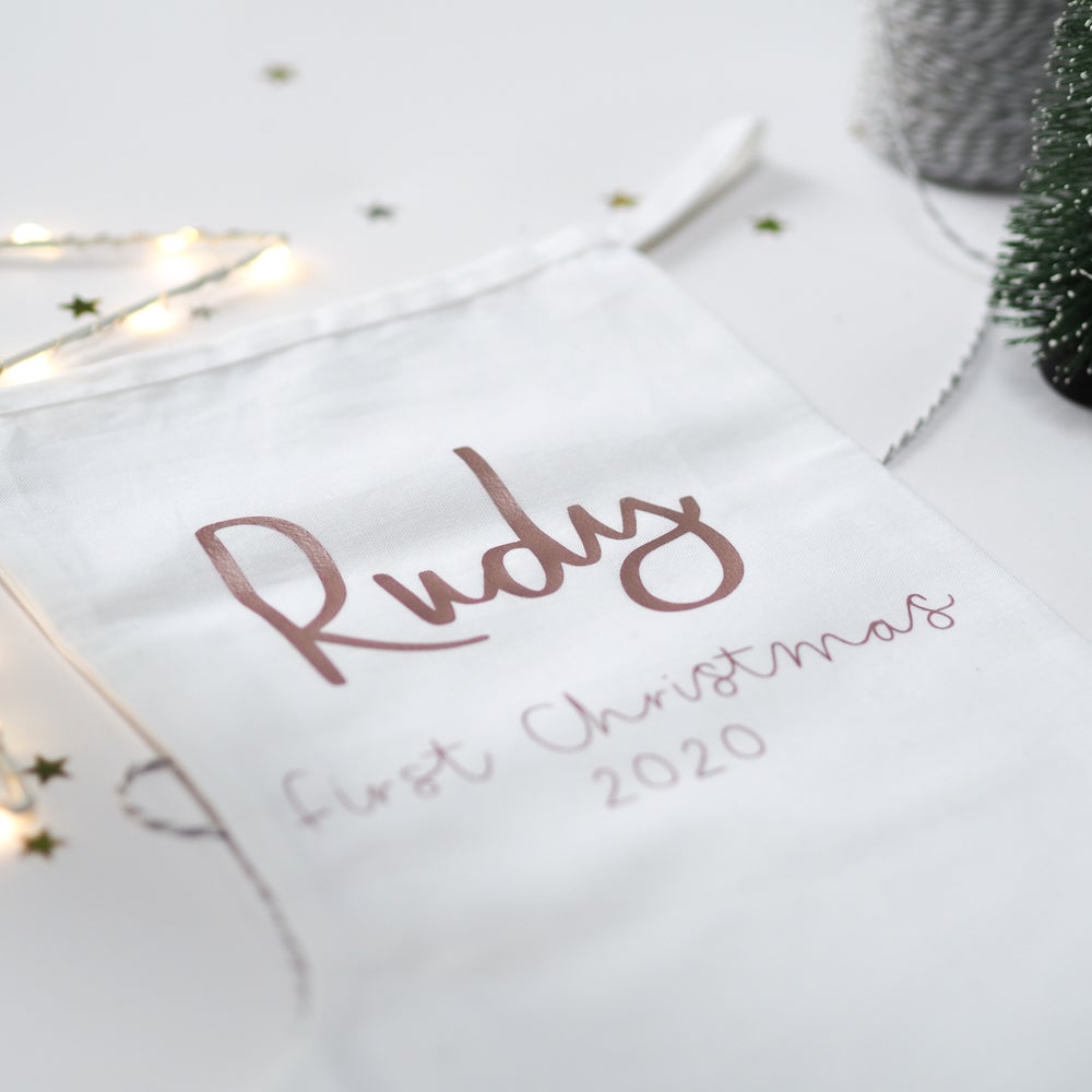 Hand Lettered Personalised Stocking Natural - 2 sizes
