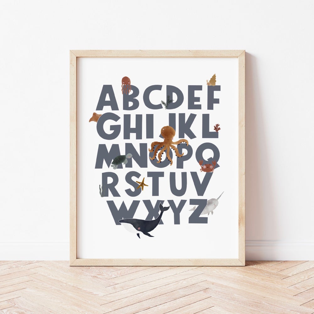 ABC Rust Sea Animals Print - choose your own colours