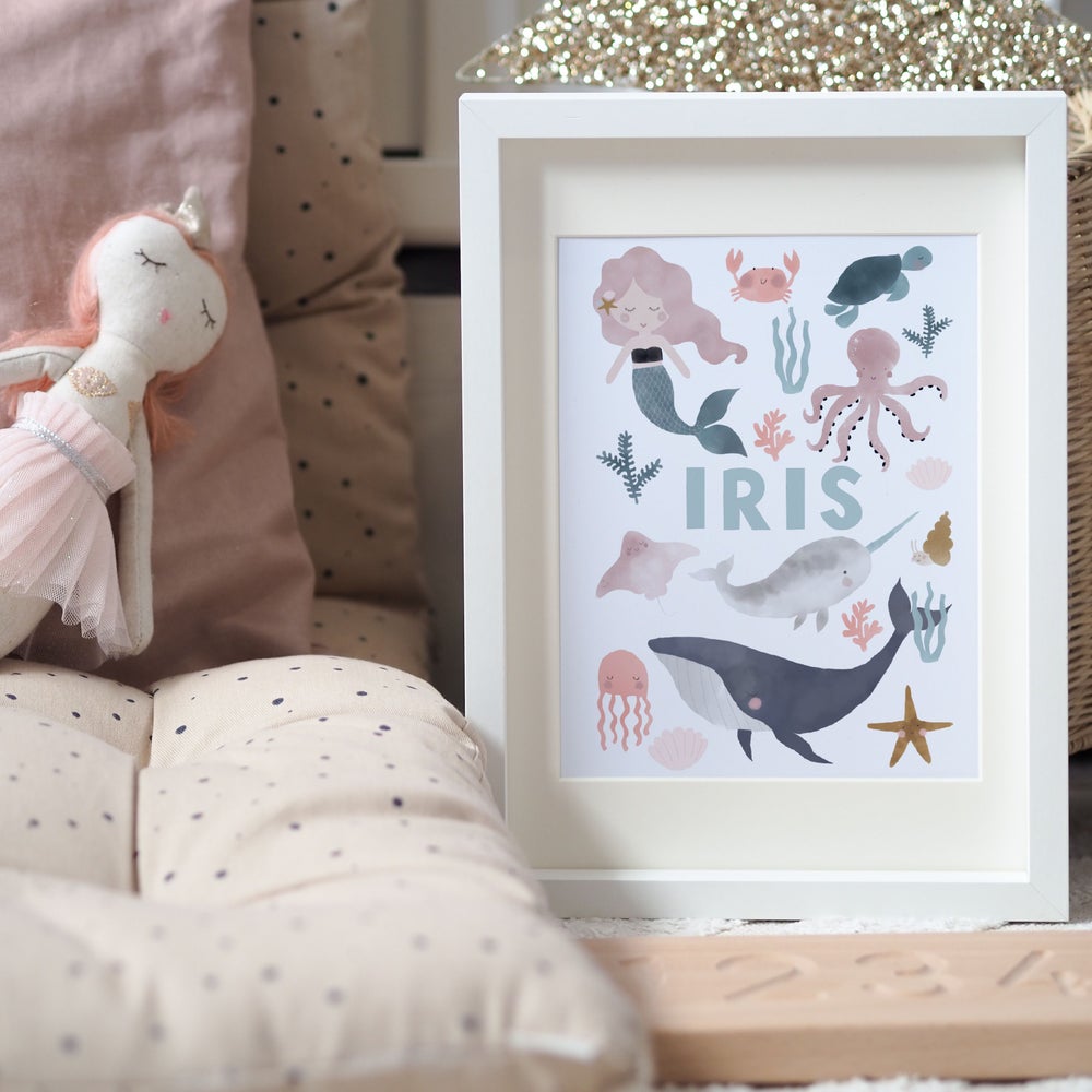 Personalised Mermaid Animals print - two options