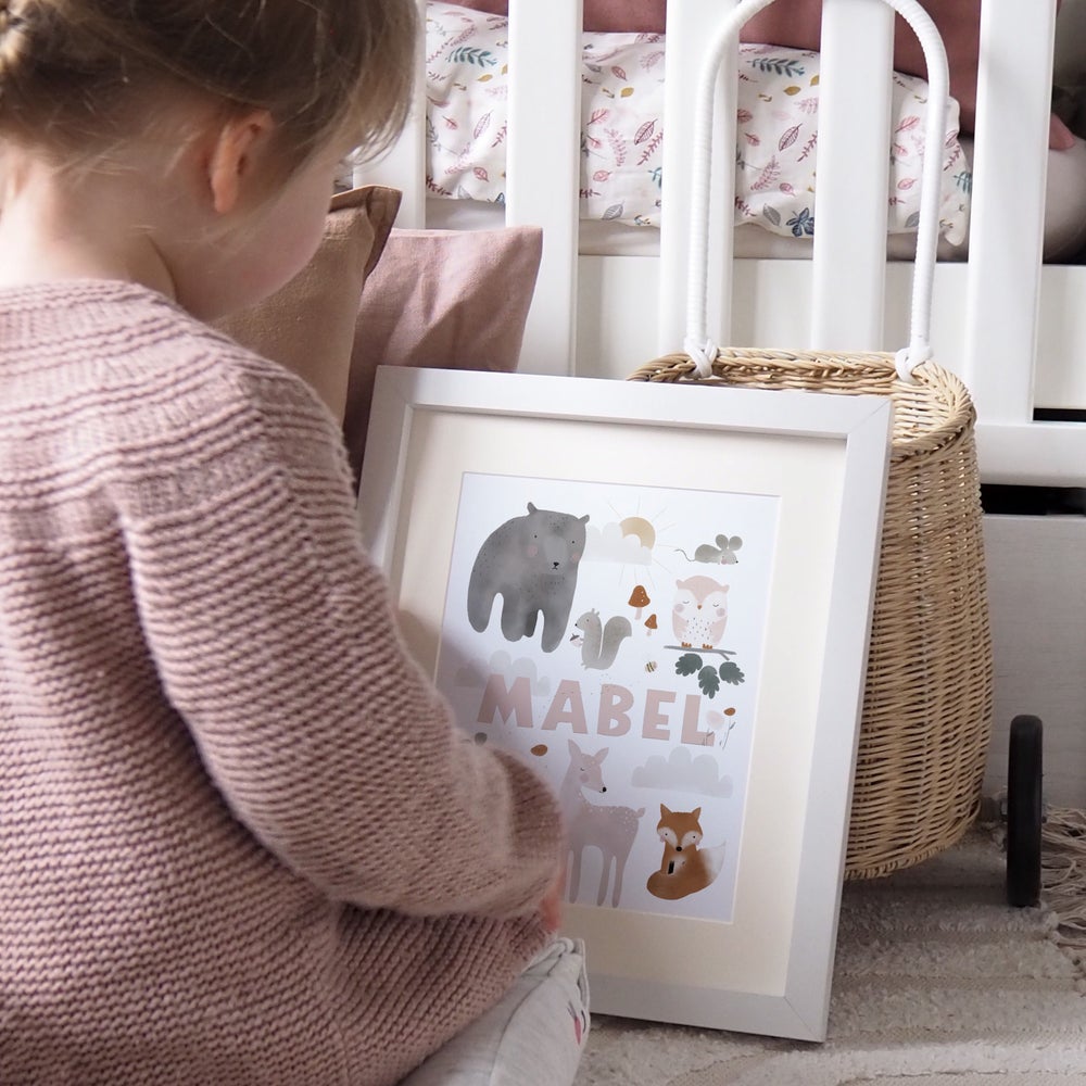 Personalised Woodland Animals print - two options