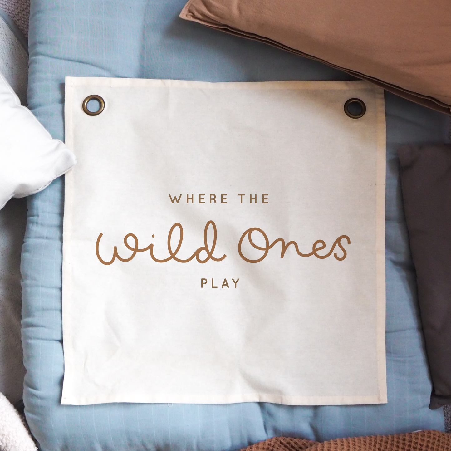 Where The Wild Ones Play natural wall hanging 38x38cm