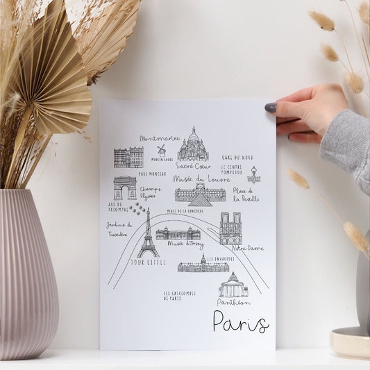 Paris City Print - Can be personalised with names and date