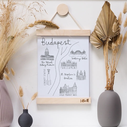 Budapest Map Print - Can be personalised with names and date