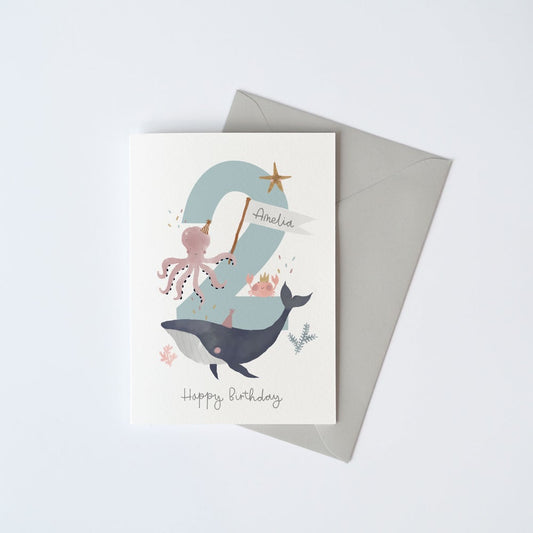 Sea Animals Number Birthday Card 1-5