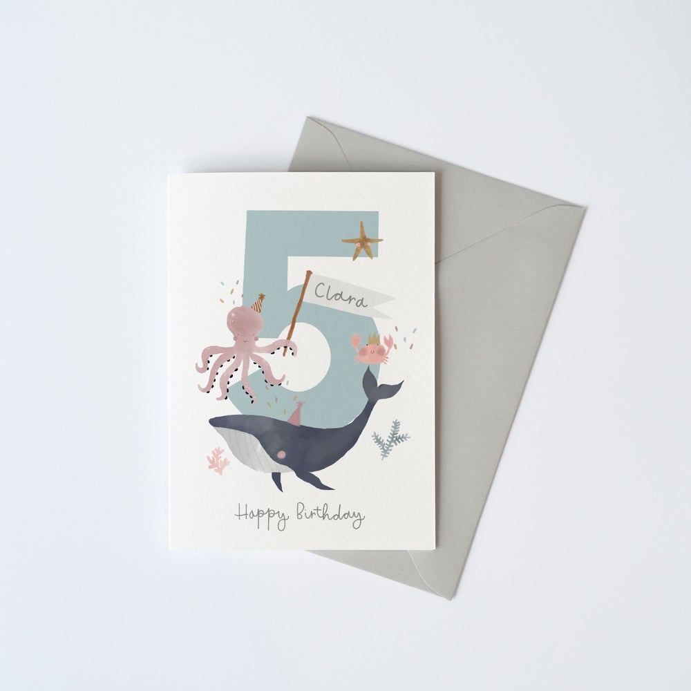 Sea Animals Number Birthday Card 1-5