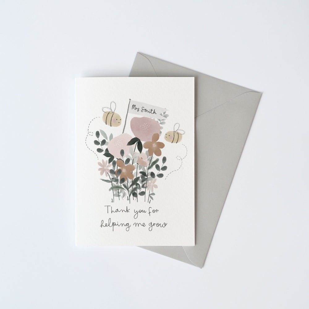 Thank you for helping me grow card - can be personalised