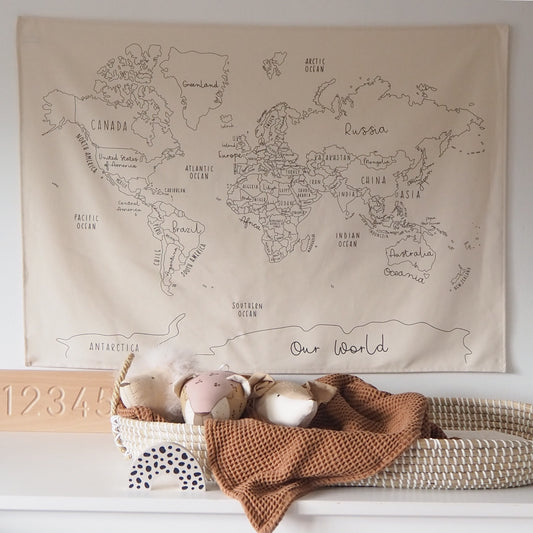 LARGE WORLD MAP WALL HANGING 96X66CM