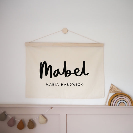 Personalised Wall Hanging 50x70cm hand lettered option - more lettering colours available