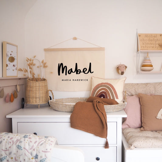 Personalised Wall Hanging 50x70cm hand lettered option - more lettering colours available