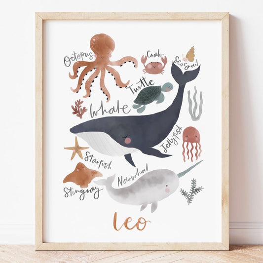 Sea Animals Print Rust Colourway